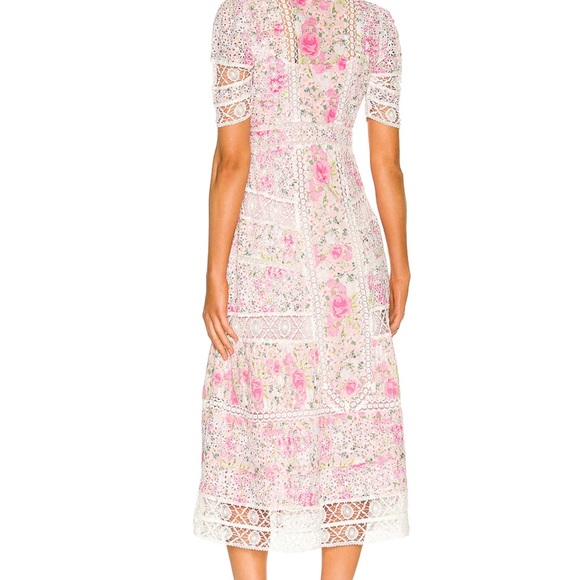 LoveShackFancy Pink Magenta Floral Eyelet Carlie Victorian Midi Dress - Picture 10 of 10